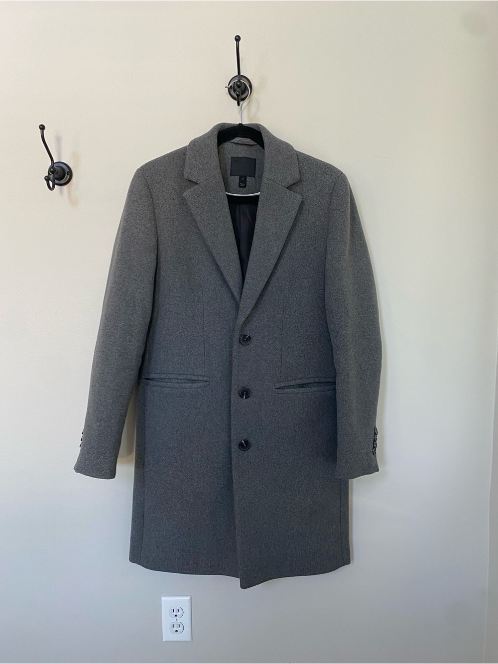 Womens Minimalist Wool Blend ASOS Grey Overcoat Jacket SZ XS